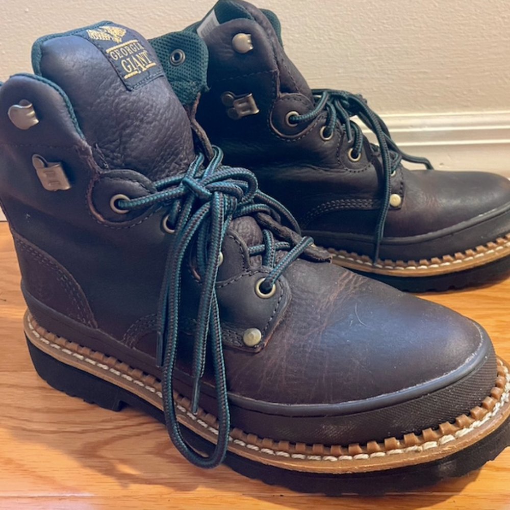 Georgia Giant Women's Brown Leather Steel Toe Work Boot Size 7.5 (US) G3374